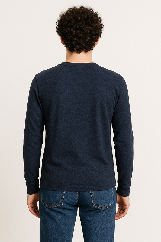 PLAYERA MANGA LARGA AZUL MARINO