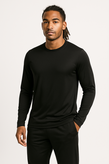 PLAYERA DEPORTIVA MANGA LARGA NEGRO