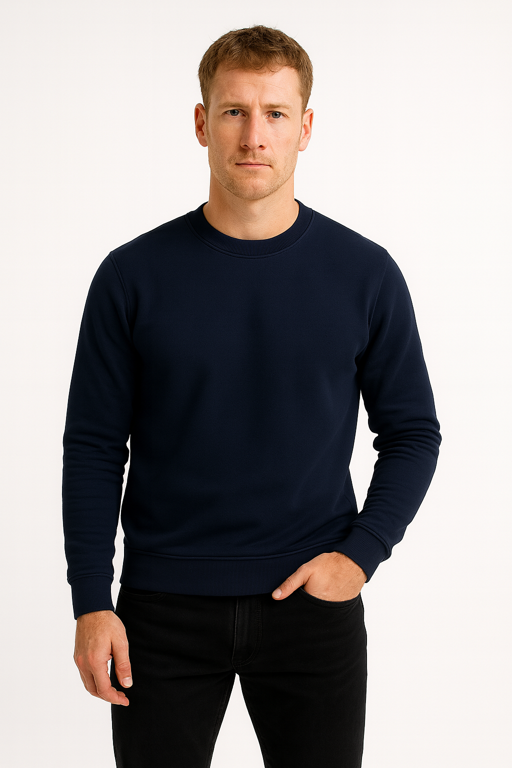 SUDADERA SIN GORRO AZUL MARINO