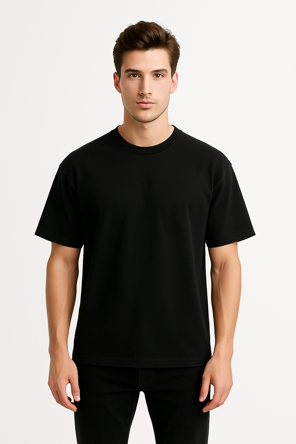 PLAYERA OVERSIZE LIGERA NEGRA (180 gsm)
