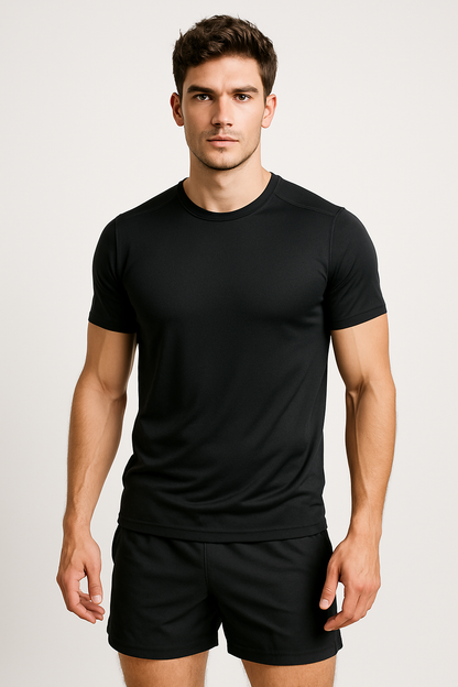 PLAYERA DEPORTIVA MANGA CORTA NEGRO