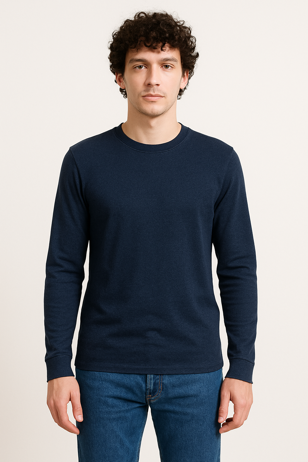 PLAYERA MANGA LARGA AZUL MARINO