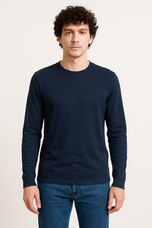 PLAYERA MANGA LARGA AZUL MARINO