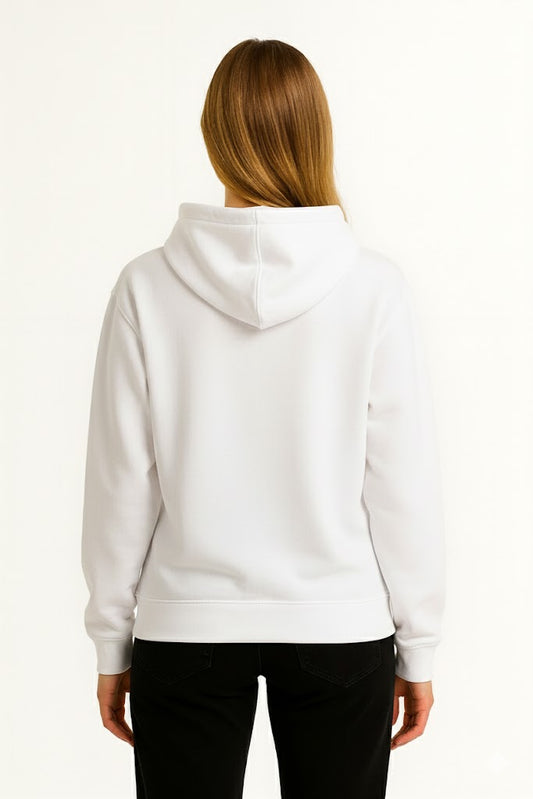 SUDADERA PREMIUM CON GORRO BLANCA