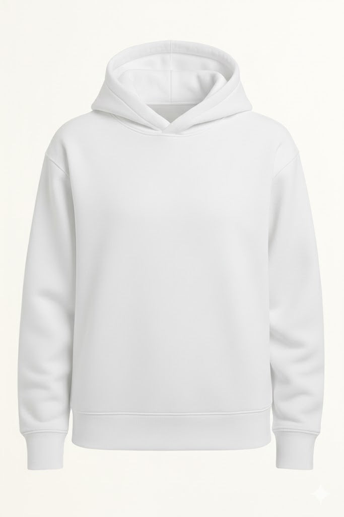 SUDADERA PREMIUM CON GORRO BLANCA