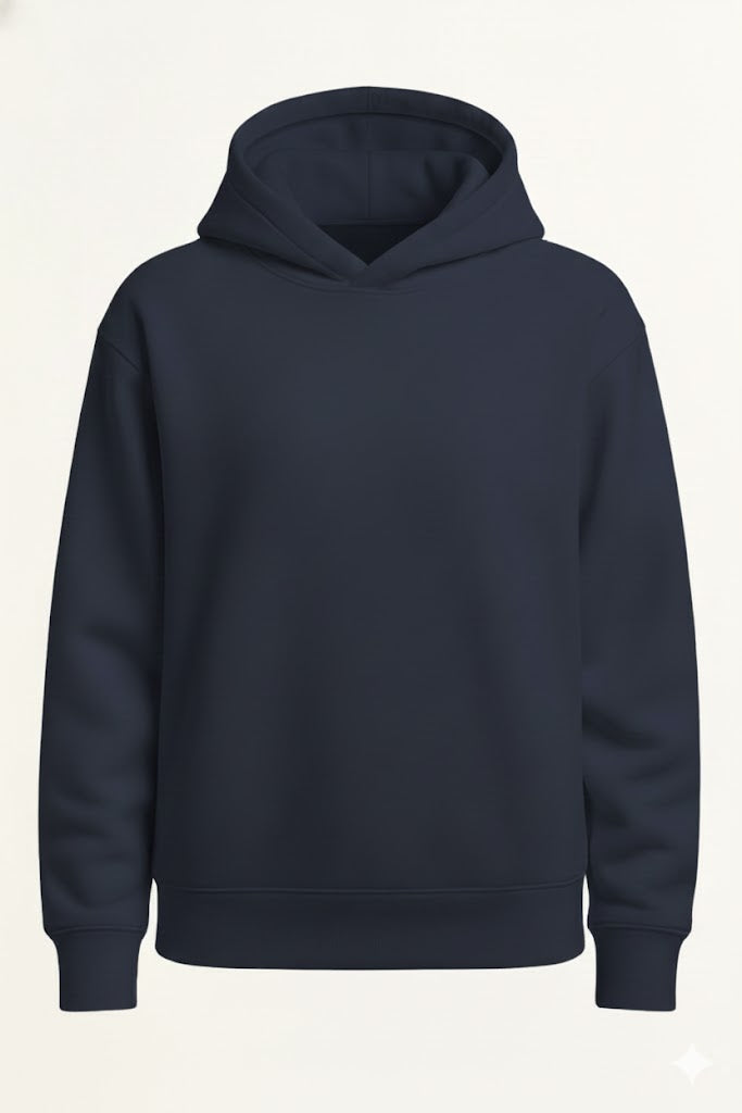 SUDADERA PREMIUM CON GORRO AZUL MARINO